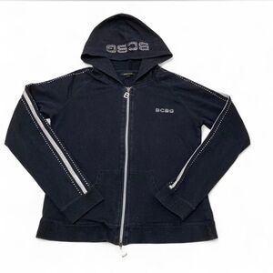 3/$15 BCBGMaxAzria Vintage Y2K Zip Up Hoodie Sweatshirt Women’s Large Mcbling